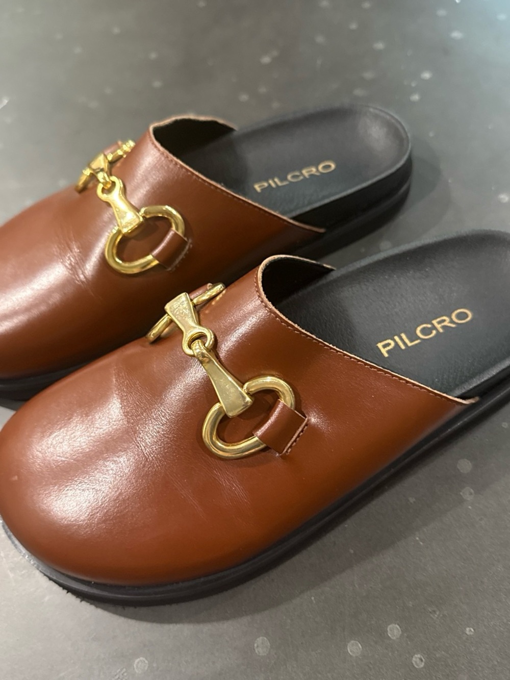 Pilcro Anthropologie horsebit clogs leather Slip-On Mules Gold Hardware size 37 - Picture 5 of 7